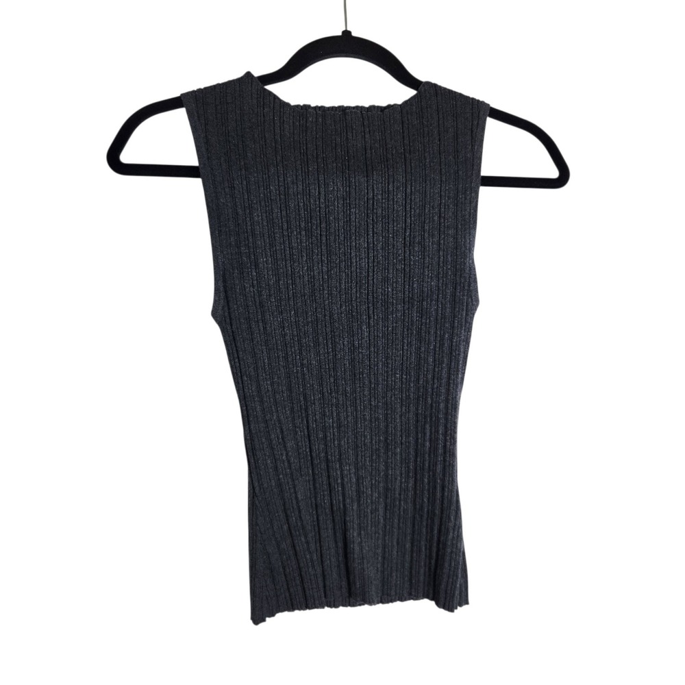 Quince Organic Cotton Cashmere Ribbed Tank Top Charcoal Gray Small